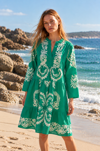 MOROCCO COTTON JEWEL EMERALD MIDI