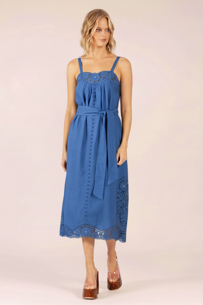 LIDO LINEN AND LACE MAXI DRESS