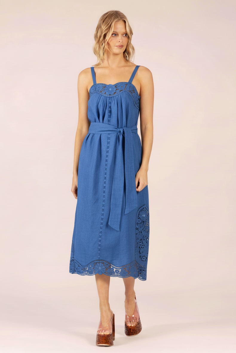 LIDO LINEN AND LACE MAXI DRESS