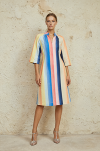 ALLEGRA PABLO STRIPE COTTON MIDI