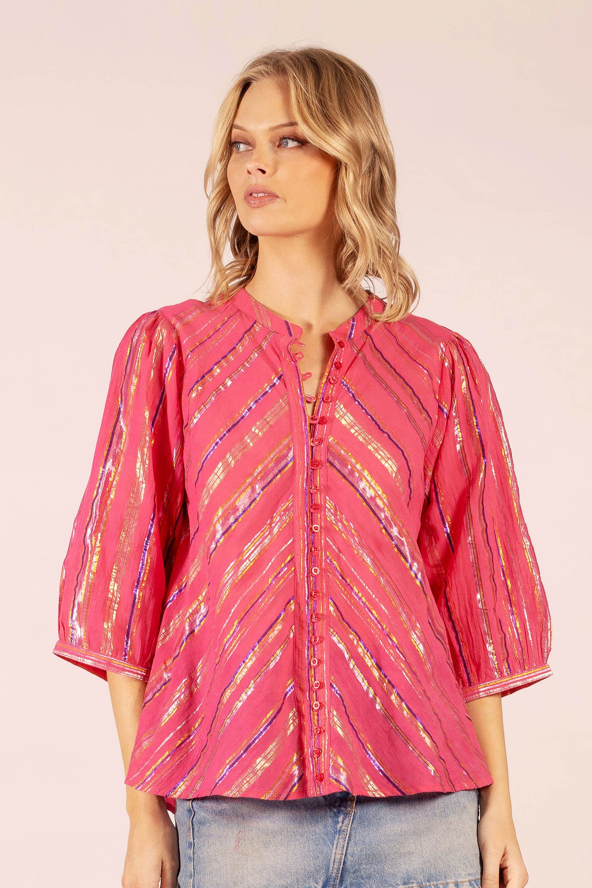 SCARLETT CANDY STRIPE COTTON SHIRT