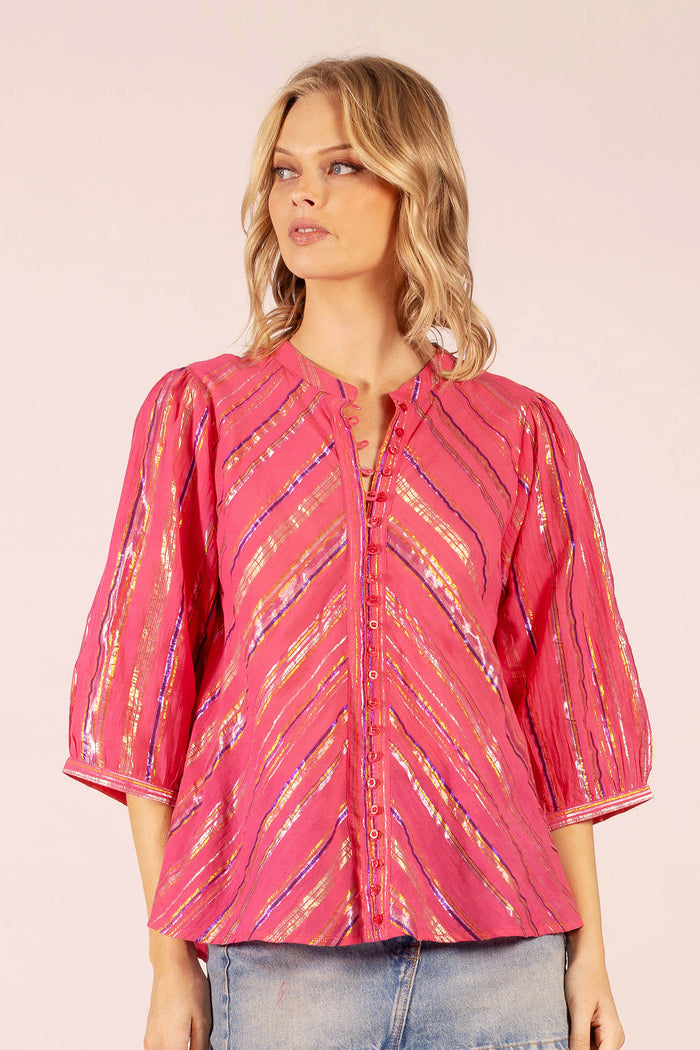 SCARLETT CANDY STRIPE COTTON SHIRT