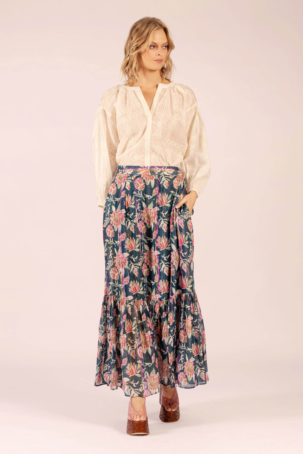 TWENTY SARAH LACE IVORY SHIRT