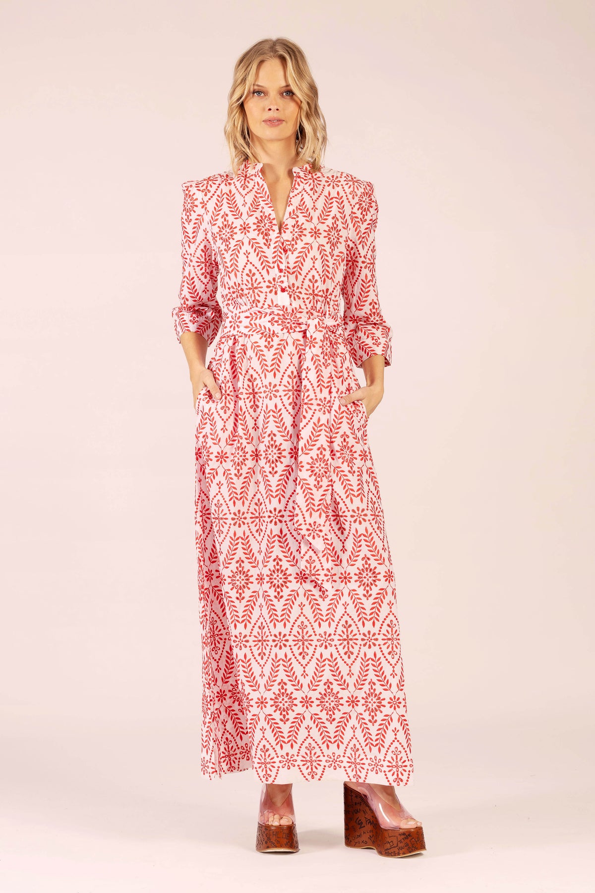 lola australia maxi dress LIDO LINEN AND LACE MAXI DRESS