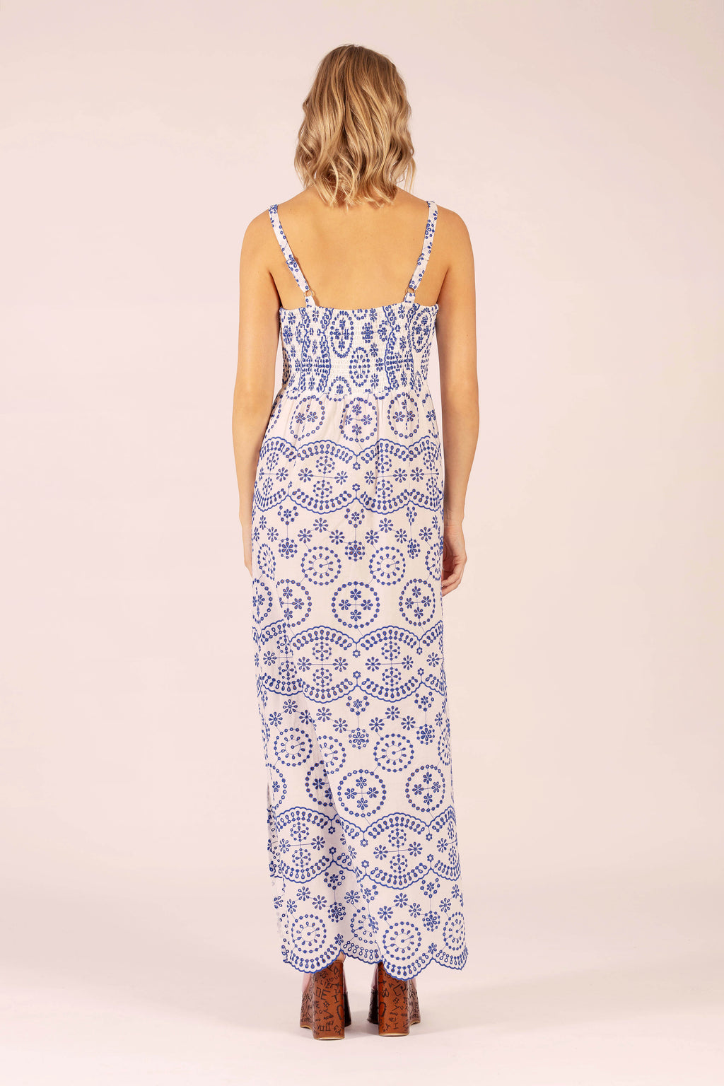 CHERISH SCALLOP LACE BLUE MAXI DRESS