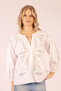 SAMPLE 1352 TWENTY INSERT LACE SHIRT WHITE