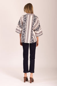 KIMONO COTTON FIFTEEN STRIPE JACKET