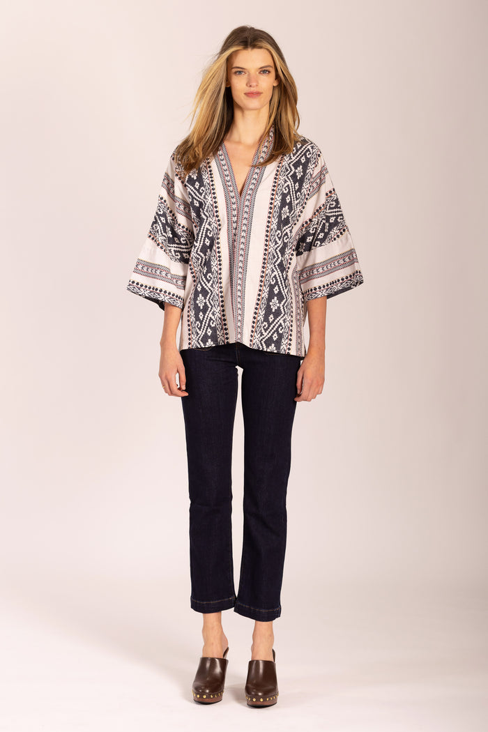 KIMONO COTTON FIFTEEN STRIPE JACKET