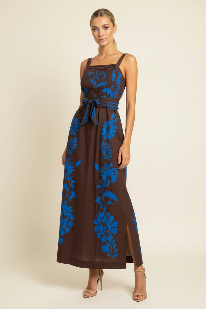 SAMPLE 1347 CHERISH COTTON MAXI FRANCINE CHOC BLUE