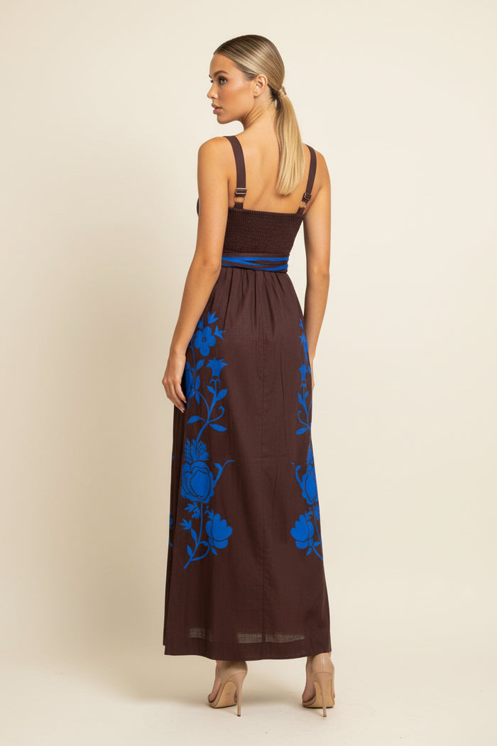 SAMPLE 1347 CHERISH COTTON MAXI FRANCINE CHOC BLUE