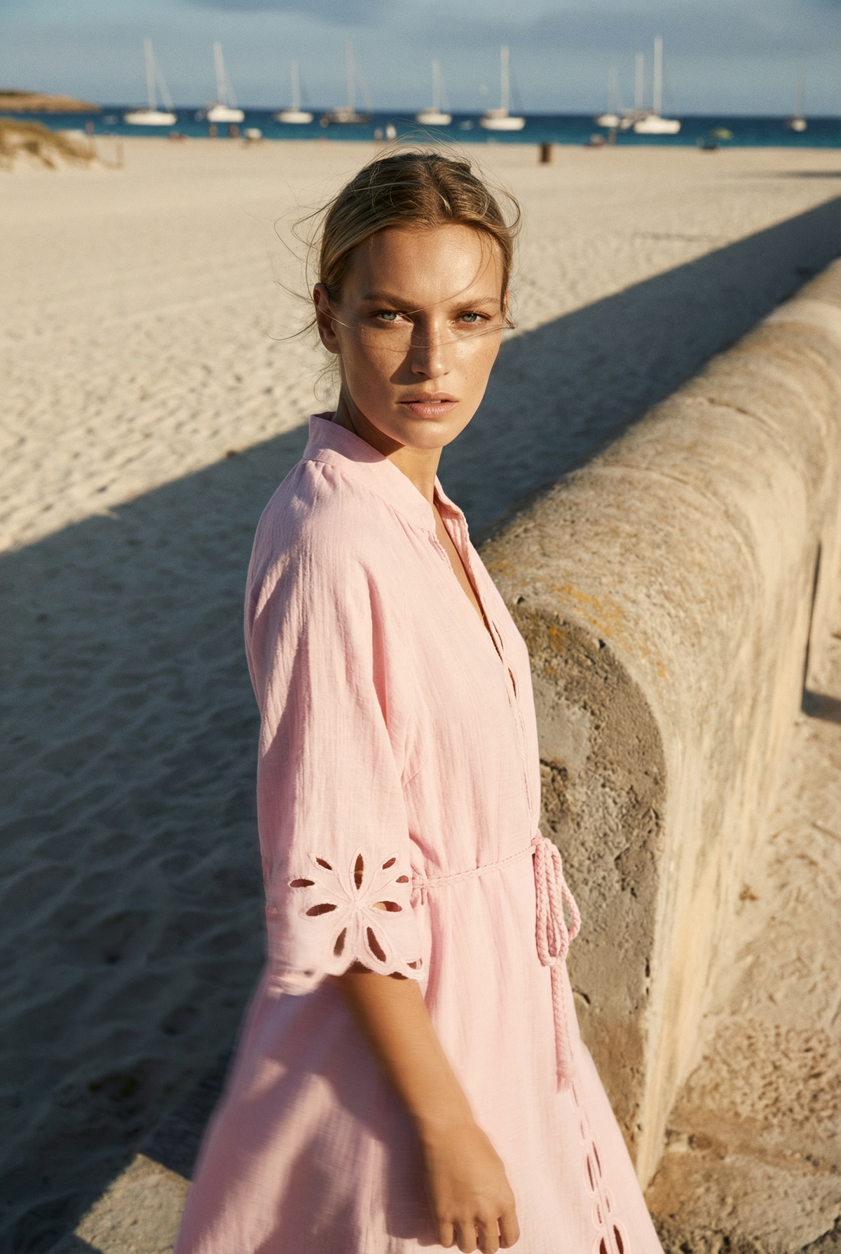 CORDELIA PINK LINEN MIDI
