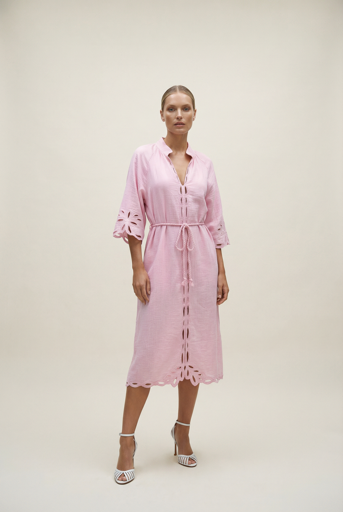 CORDELIA PINK LINEN MIDI