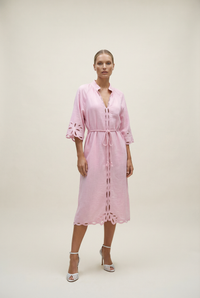 CORDELIA PINK LINEN MIDI