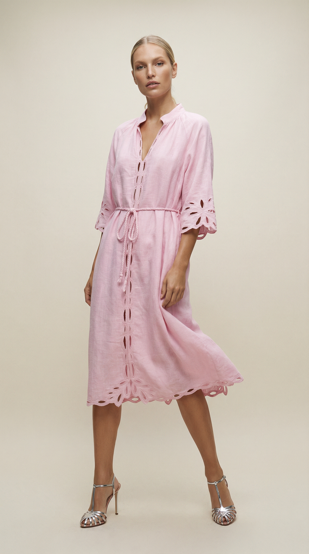CORDELIA PINK LINEN MIDI
