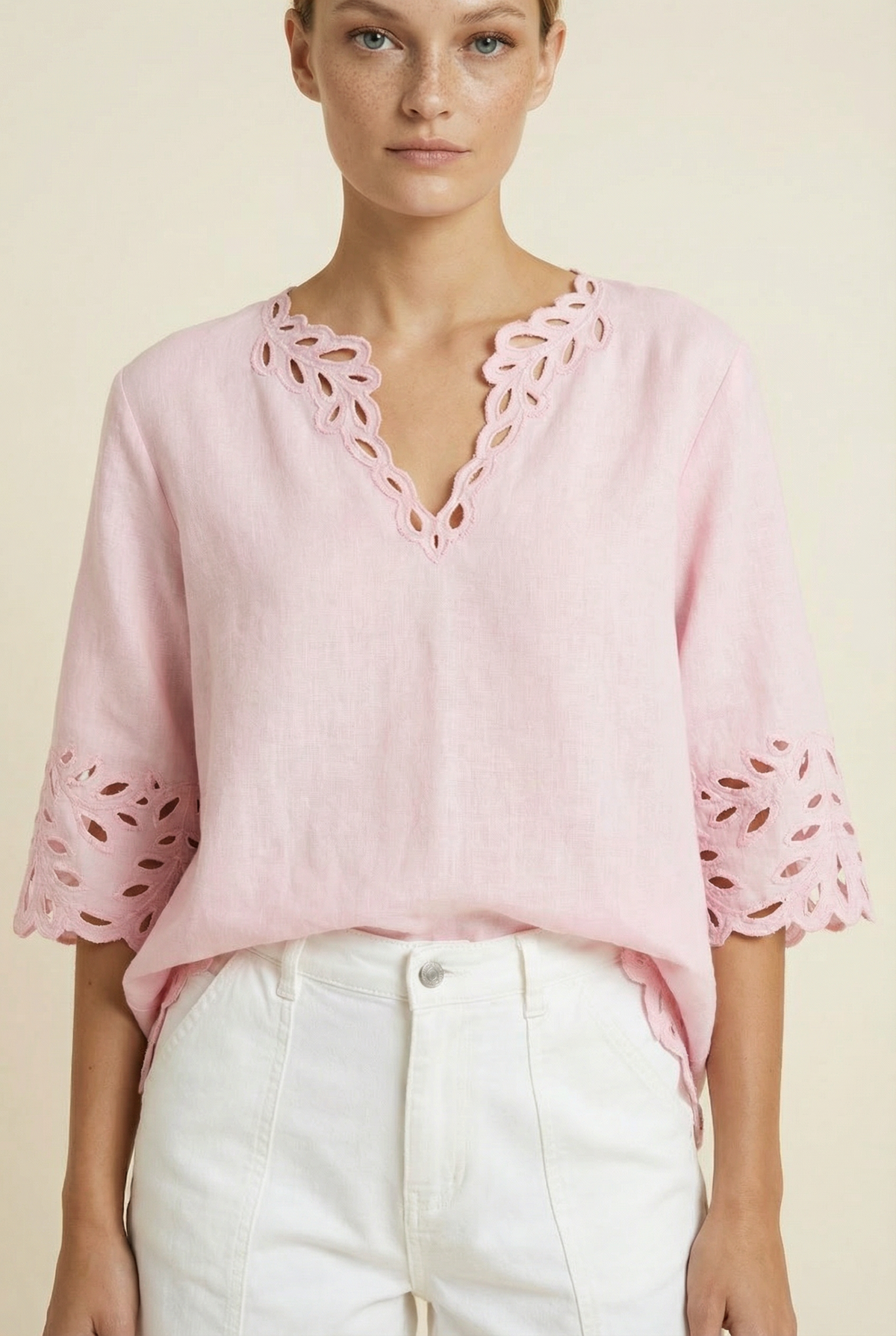 CORDELIA PINK LINEN BLOUSE