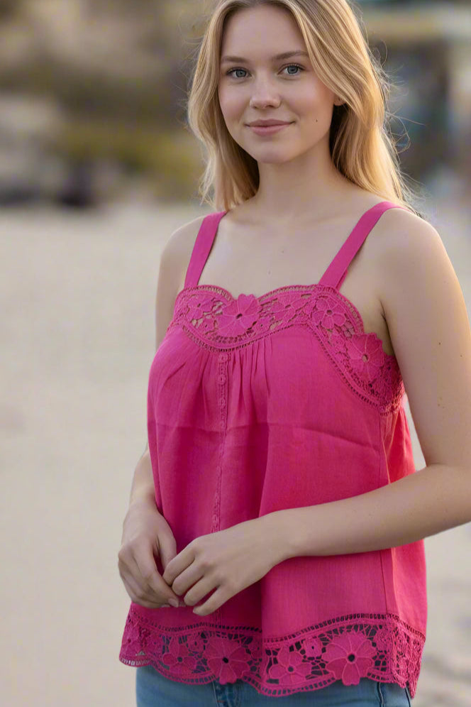 LIDO LINEN AND LACE TOP