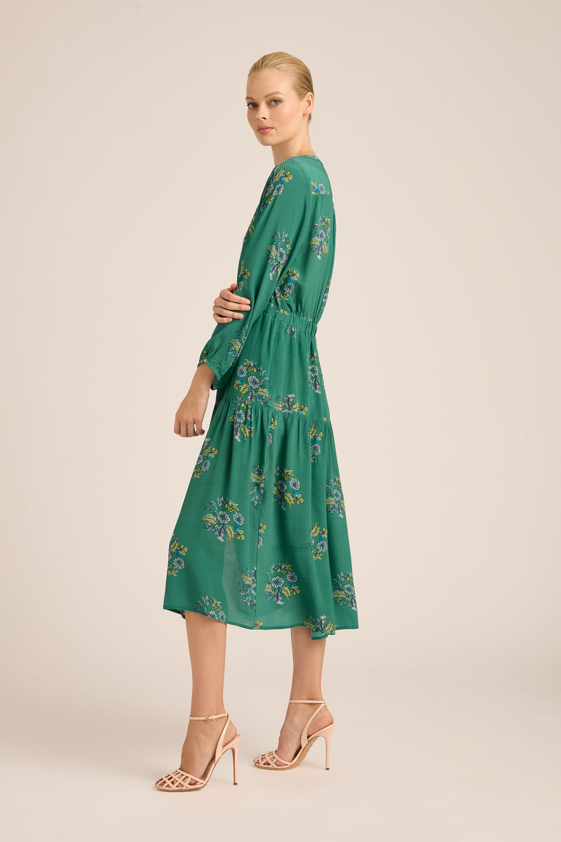 DAISY BOO FALL SILK CREPE MIDI