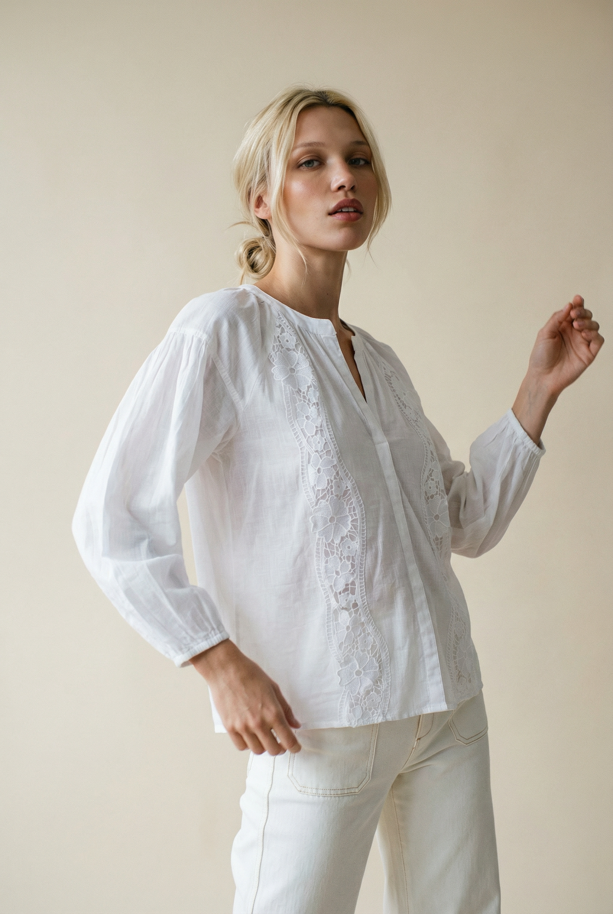 TWENTY LACE WHITE COTTON SHIRT