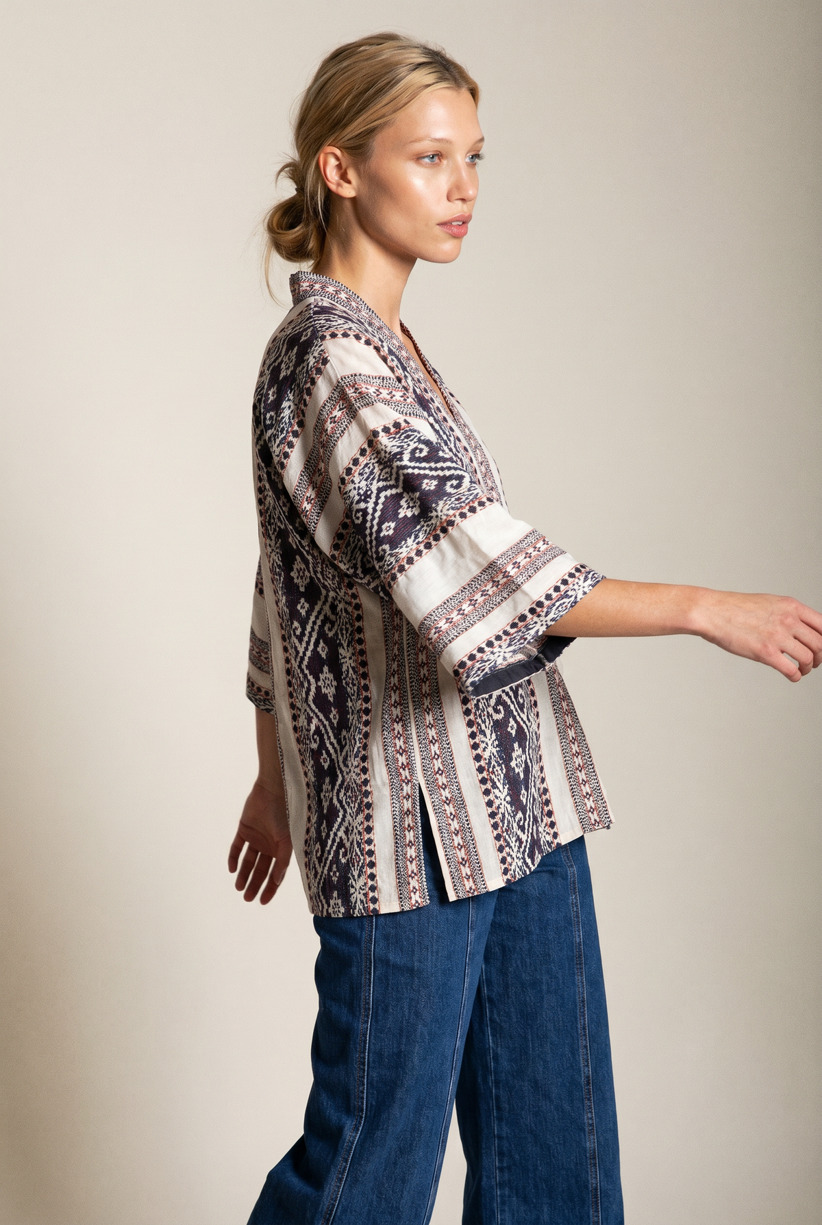 KIMONO COTTON FIFTEEN STRIPE JACKET