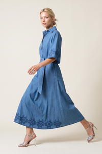 JONES EMBROIDERED DENIM MAXI