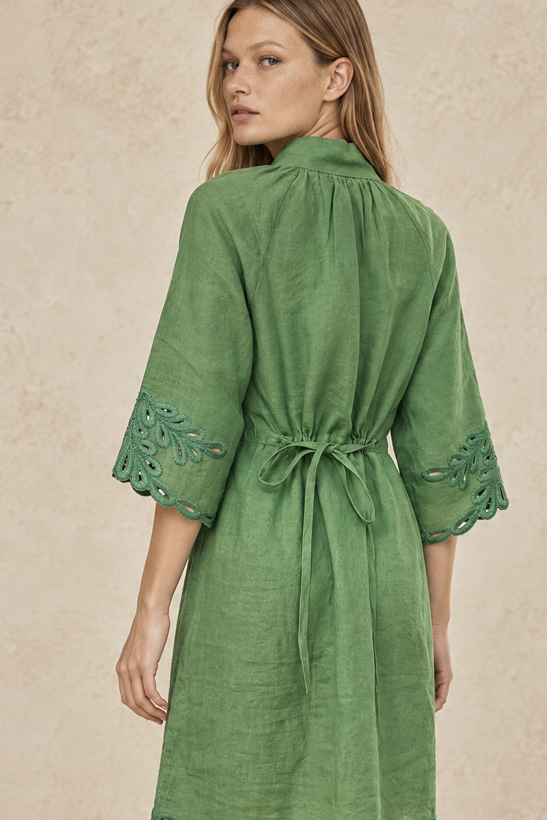 CORDELIA EMERALD LINEN MIDI