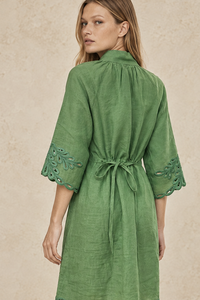 CORDELIA EMERALD LINEN MIDI