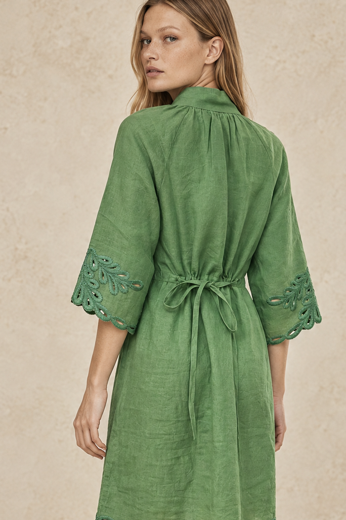 CORDELIA EMERALD LINEN MIDI