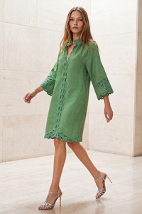 CORDELIA EMERALD LINEN MIDI