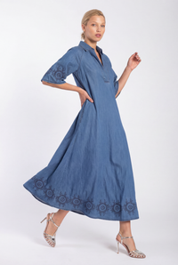 JONES EMBROIDERED DENIM MAXI