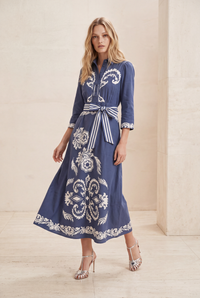 MARY COTTON JEWEL NAVY MAXI