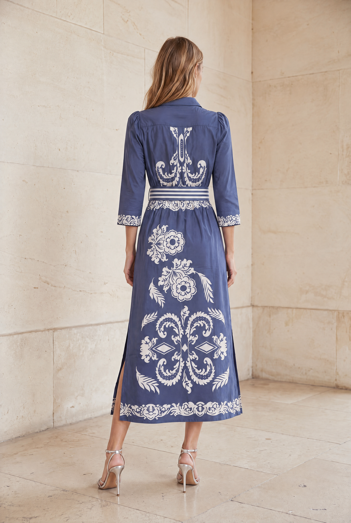 MARY COTTON JEWEL NAVY MAXI