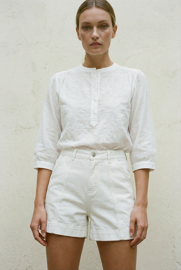 JANE WHITE EMBROIDERED COTTON SHIRT