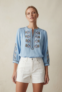 JANE DAKOTA BLUE EMBROIDERED SHIRT