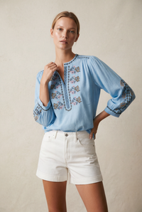 JANE DAKOTA BLUE EMBROIDERED SHIRT