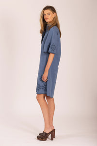 JONES EMBROIDERED MIDI DENIM DRESS
