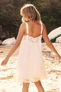 LIDO LINEN AND LACE MINI DRESS