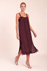 LIDO LINEN AND LACE CHOCOLATE MAXI DRESS