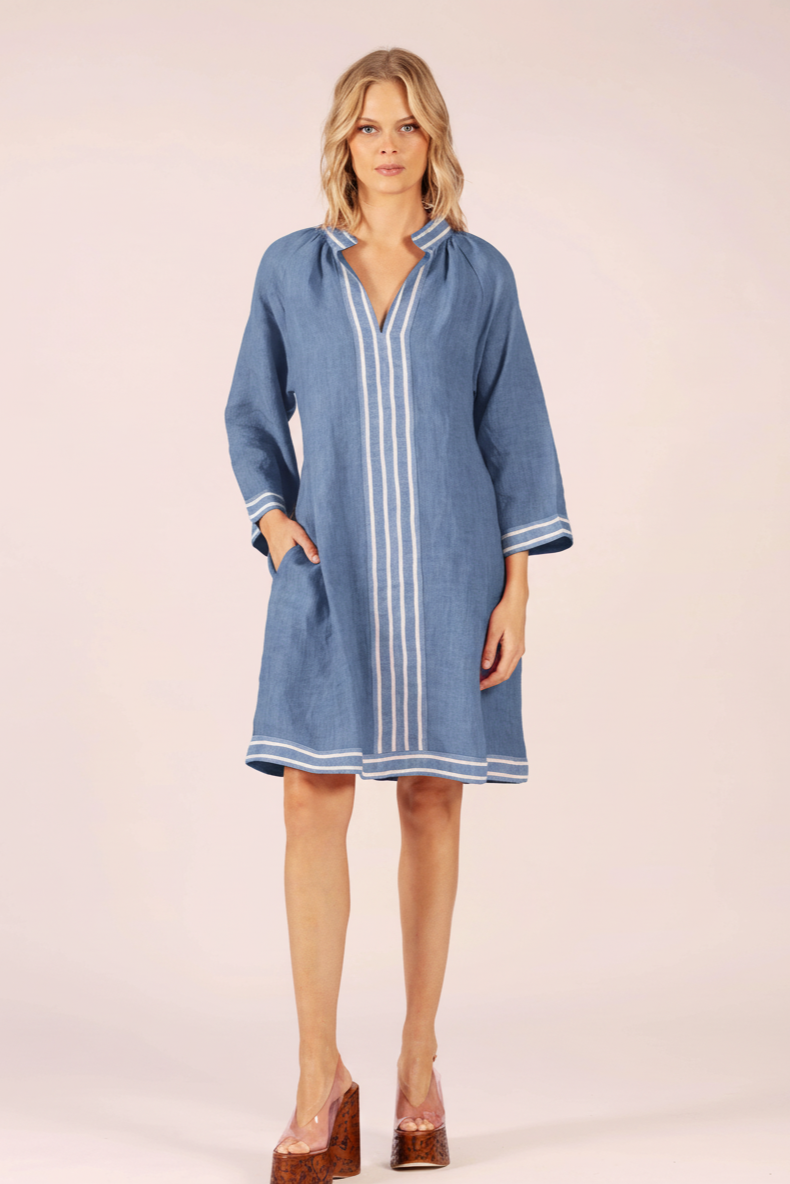 ALLEGRA CORNFLOWER LINEN MIDI