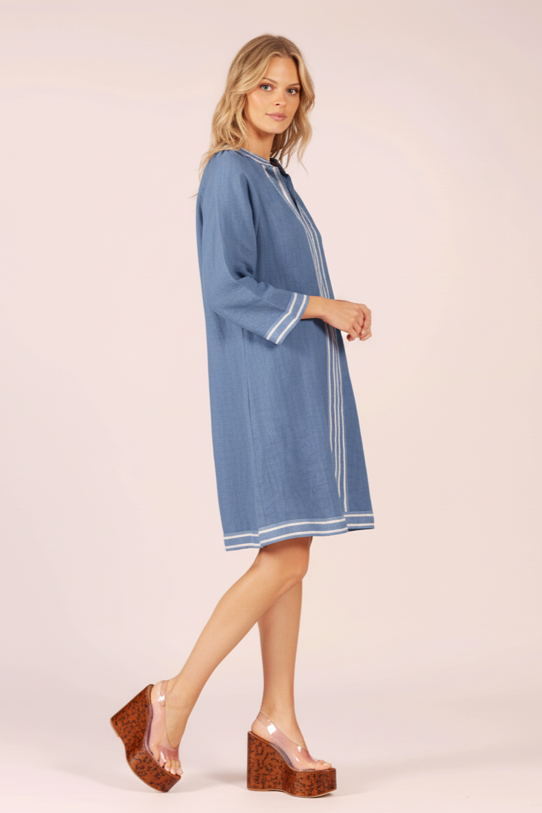 ALLEGRA CORNFLOWER LINEN MIDI