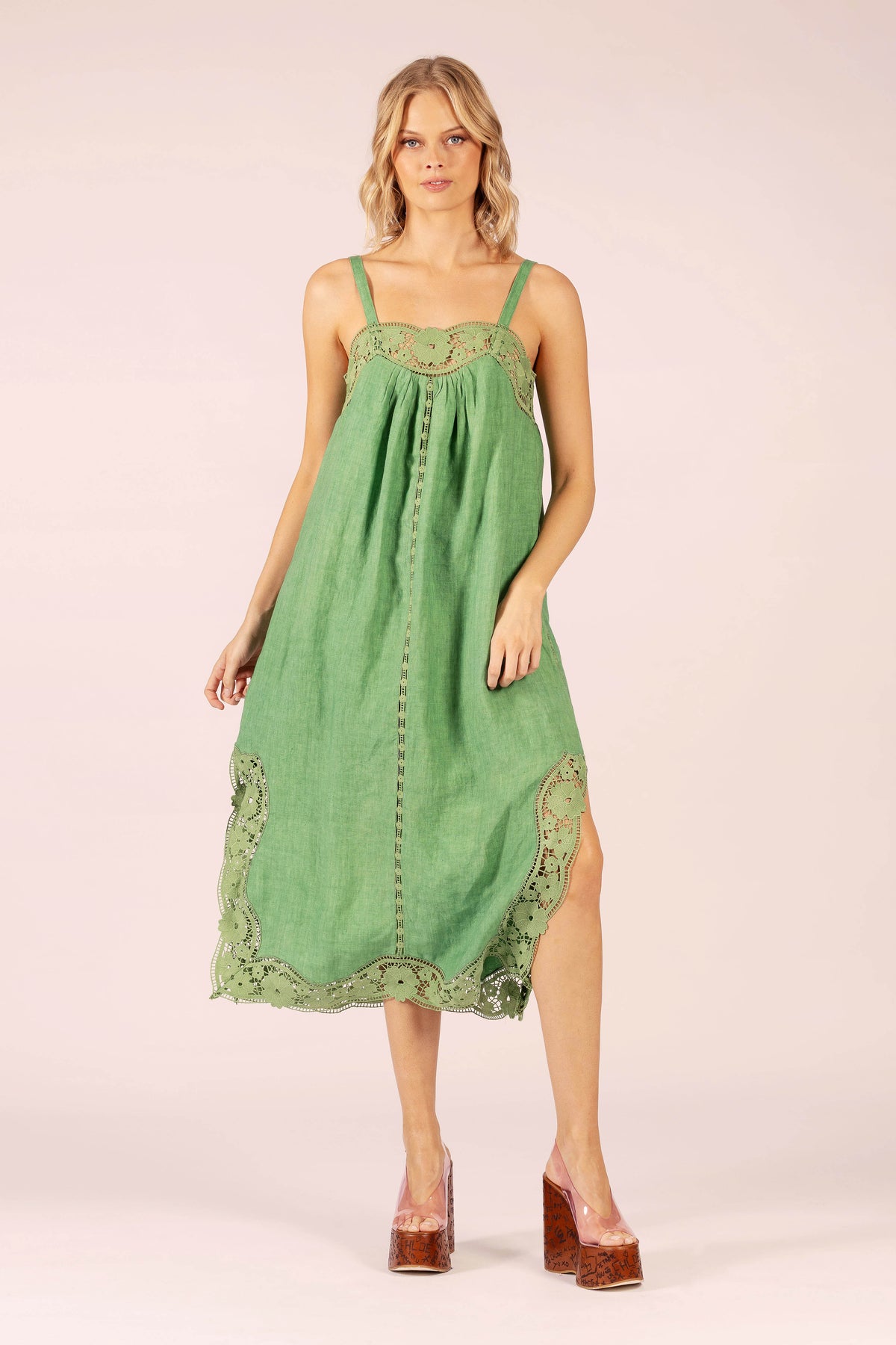 LIDO LINEN AND LACE MAXI DRESS