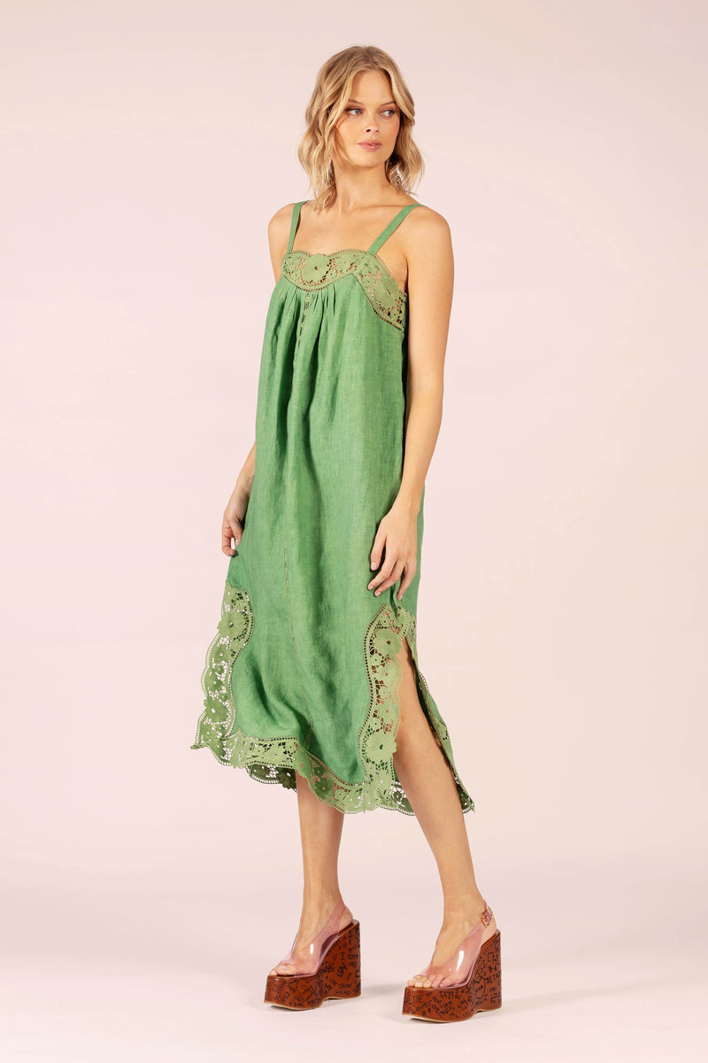 LIDO LINEN AND LACE MAXI DRESS