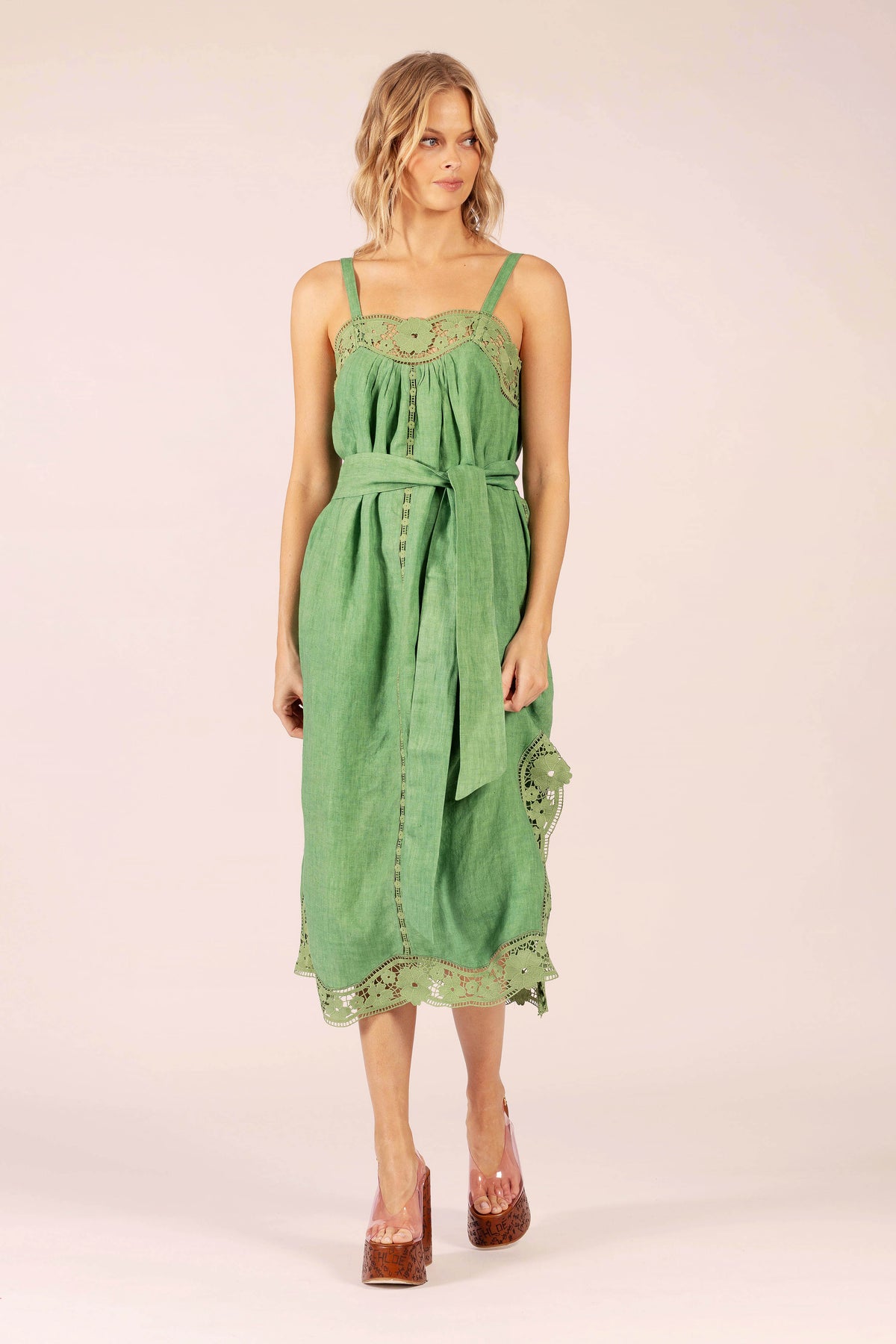 LIDO LINEN AND LACE MAXI DRESS