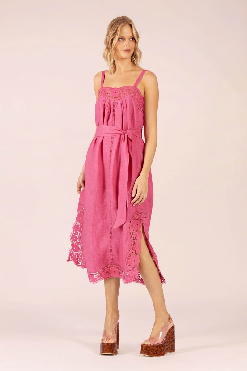 LIDO LINEN AND LACE WATERMELON MAXI DRESS