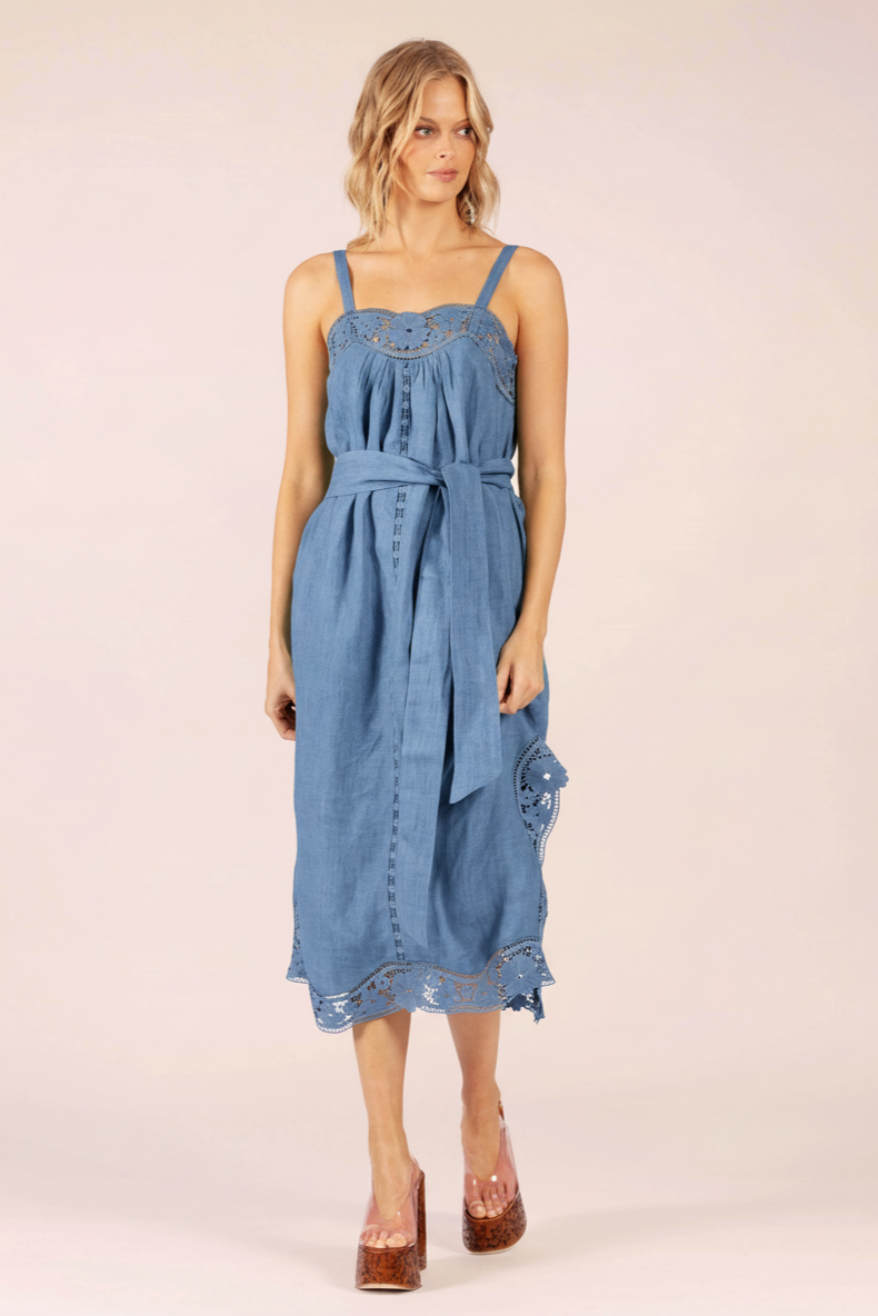 LIDO LINEN AND LACE MAXI DRESS