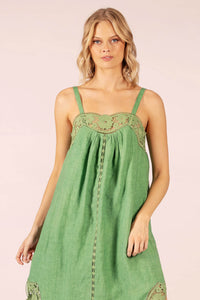 LIDO LINEN AND LACE MINI DRESS