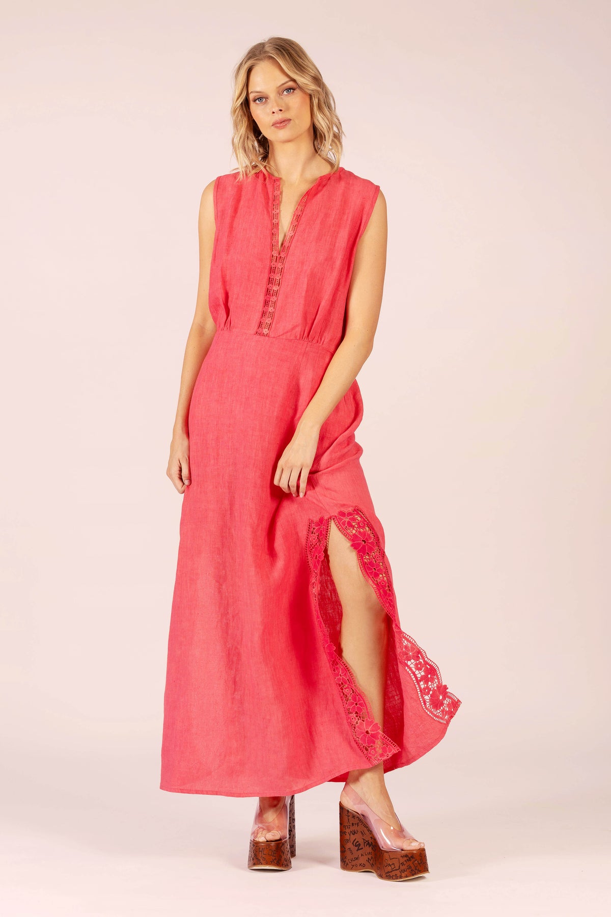 STELLA LINEN AND LACE MAXI