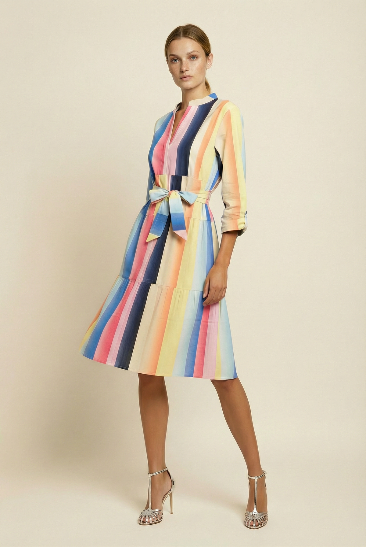 MOROCCO PABLO STRIPE COTTON MIDI