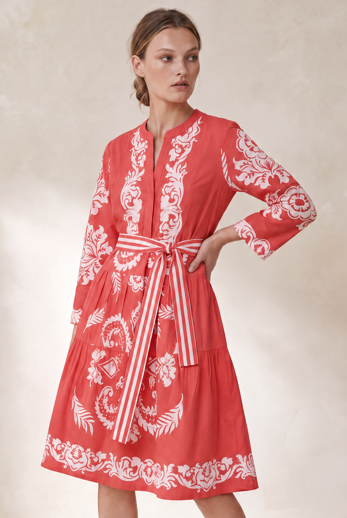 MOROCCO COTTON JEWEL WATERMELON MIDI