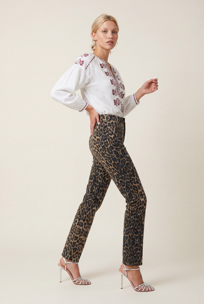 NAOMI LEOPARD DENIM JEANS BY ATTE. THE LABEL