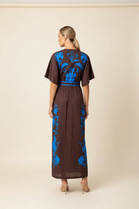 SAMPLE 1345 NORMAN COTTON MAXI FRANCINE CHOC BLUE